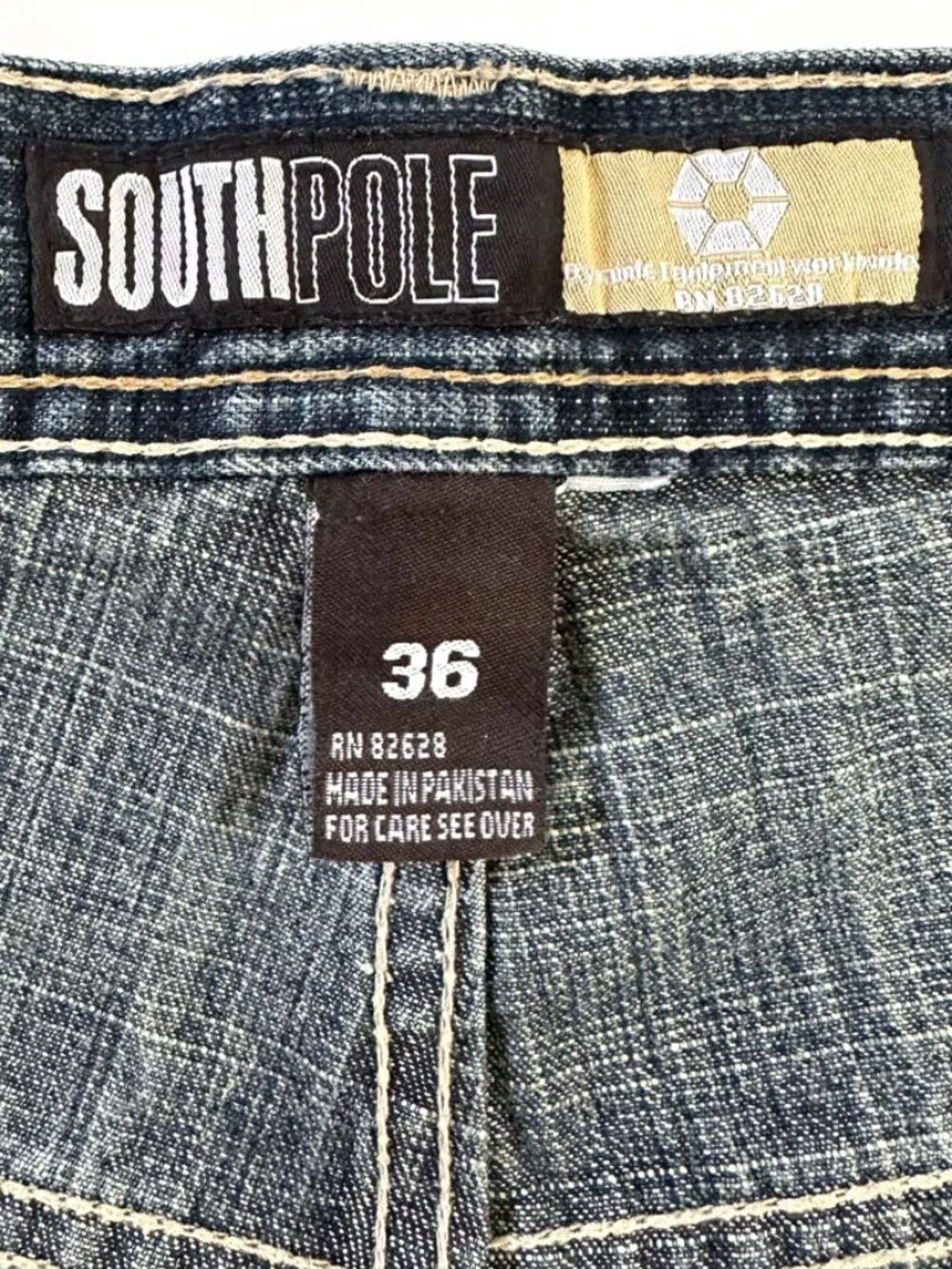 Vtg Southpole Y2K Baggy Wide Leg Skater Blue Jeans 82628 Gold Tab Men's 36 Faded